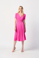 Pleated Wrap Dress - Ultra Pink