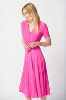 Pleated Wrap Dress - Ultra Pink