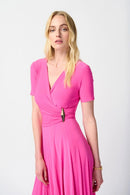 Pleated Wrap Dress - Ultra Pink