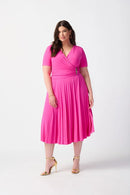 Pleated Wrap Dress - Ultra Pink
