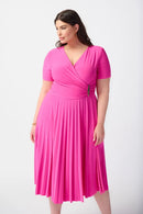 Pleated Wrap Dress - Ultra Pink