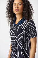 Abstract Print Dress - Midnight Blue/vanilla