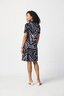Abstract Print Dress - Midnight Blue/vanilla