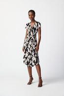 Abstract Print Wrap Dress - Black/moonstone