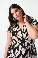 Abstract Print Wrap Dress - Black/moonstone