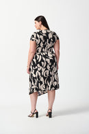 Abstract Print Wrap Dress - Black/moonstone