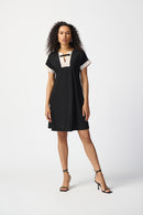 Colourblock A-line Dress - Black/moonstone