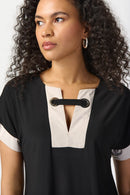 Colourblock A-line Dress - Black/moonstone