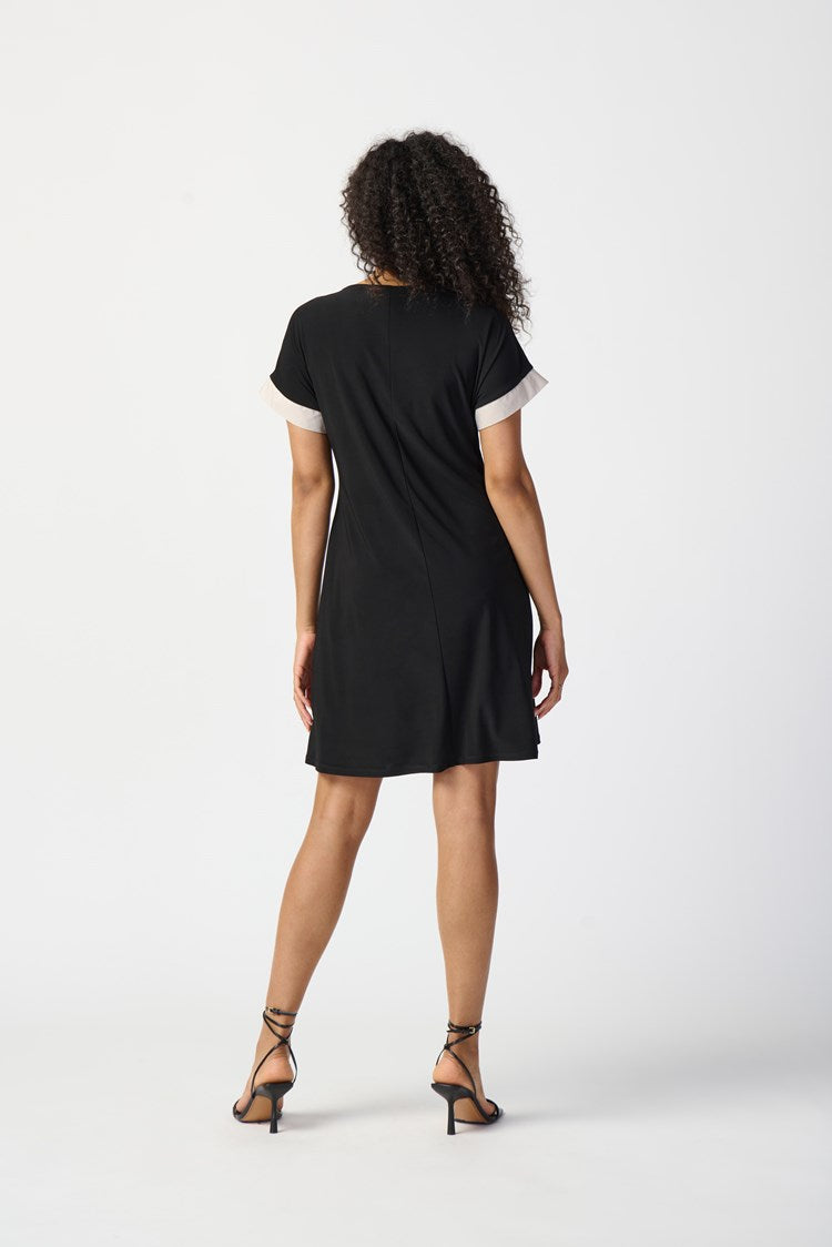 Colourblock A-line Dress - Black/moonstone