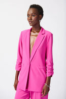 Shirred Sleeves Blazer - Ultra Pink