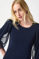 Mesh Sleeves Top - Midnight Blue