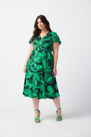 Floral Print Wrap Dress - Midnight Blue/green
