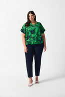 Floral Print Georgette Top - Midnight Blue/green