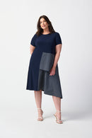 Asymmetrical Dress - Midnight Blue/white