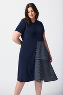 Asymmetrical Dress - Midnight Blue/white