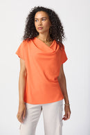 Woven Cowl Neck Top - Mandarin