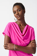 Woven Cowl Neck Top - Ultra Pink