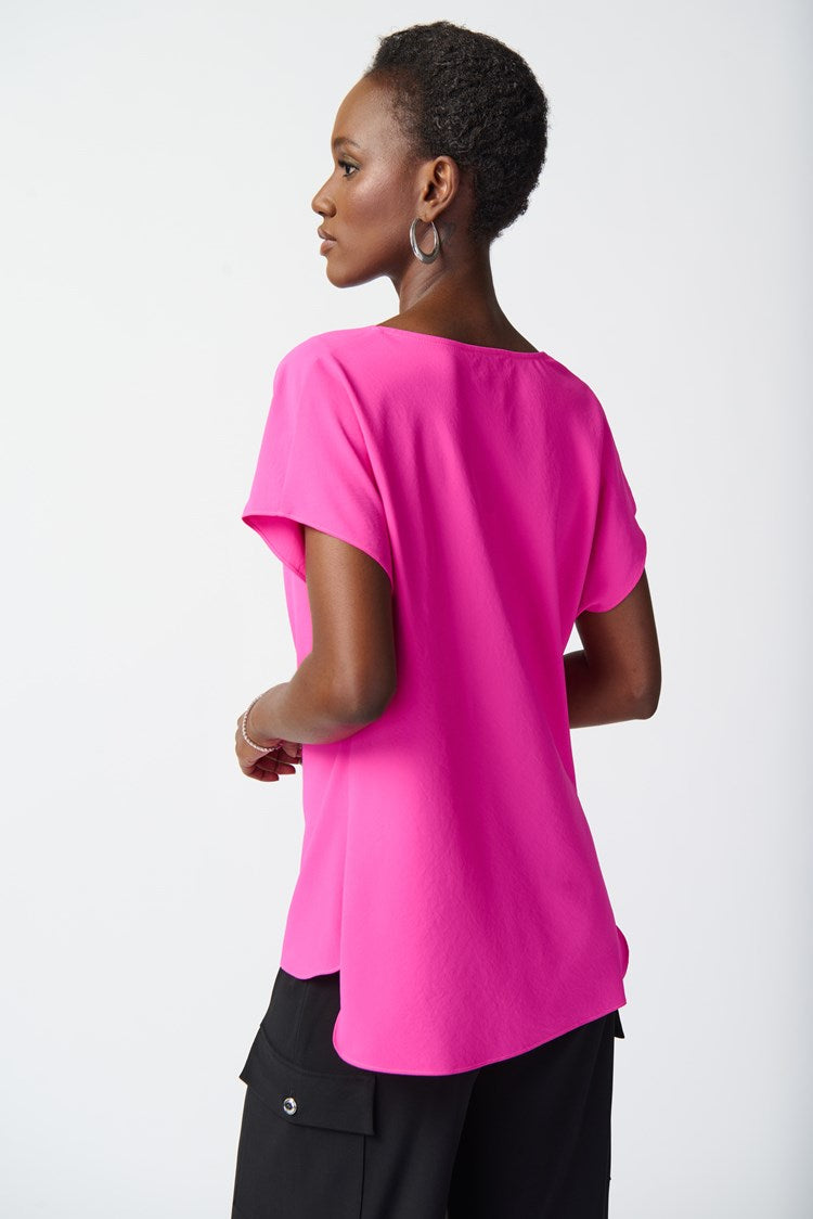 Woven Cowl Neck Top - Ultra Pink