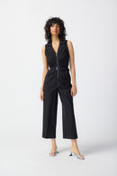 Sleeveless Twill Jumpsuit - Black