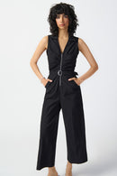 Sleeveless Twill Jumpsuit - Black