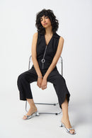 Sleeveless Twill Jumpsuit - Black