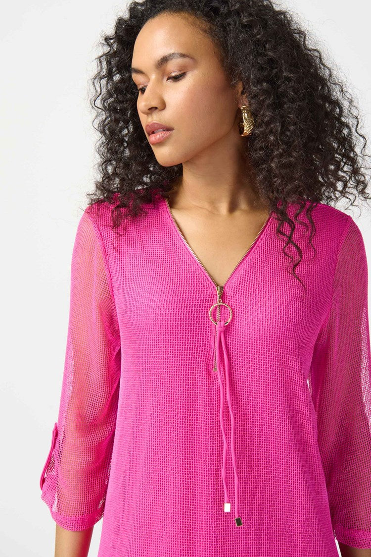Bouclé Mesh Layered Dress - Ultra Pink