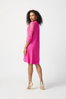 Bouclé Mesh Layered Dress - Ultra Pink