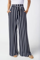 Striped Wide Leg Trousers - Vanilla/midnight Blue