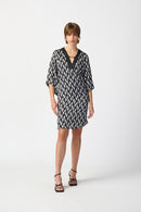 Geometric Print Dress - Black/moonstone