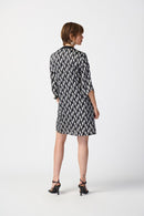 Geometric Print Dress - Black/moonstone