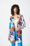 Open Front Print Blazer - Vanilla Multi