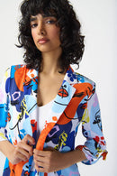 Open Front Print Blazer - Vanilla Multi