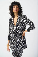 Geometric Print Blazer - Black/moonstone