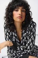 Geometric Print Blazer - Black/moonstone