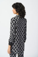 Geometric Print Blazer - Black/moonstone