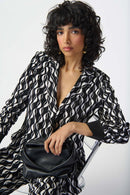 Geometric Print Blazer - Black/moonstone