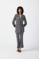 Geometric Print Trousers - Black/moonstone