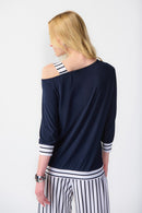One-Shoulder Boxy Top - Midnight Blue/vanilla