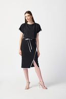 Scuba Crepe Sheath Dress - Black/off White
