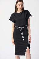 Scuba Crepe Sheath Dress - Black/off White