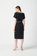 Scuba Crepe Sheath Dress - Black/off White