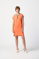 Rib Trim Straight Dress - Mandarin