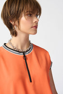 Rib Trim Straight Dress - Mandarin