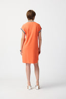 Rib Trim Straight Dress - Mandarin