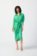 Satin Shirt Dress - Island Green