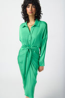 Satin Shirt Dress - Island Green
