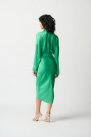 Satin Shirt Dress - Island Green