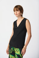Silky Knit Sleeveless Top - Black
