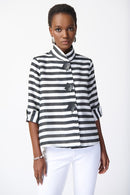Striped Jacquard Jacket - Black/off White