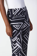 Geometric Print Trousers - Midnight Blue/vanilla